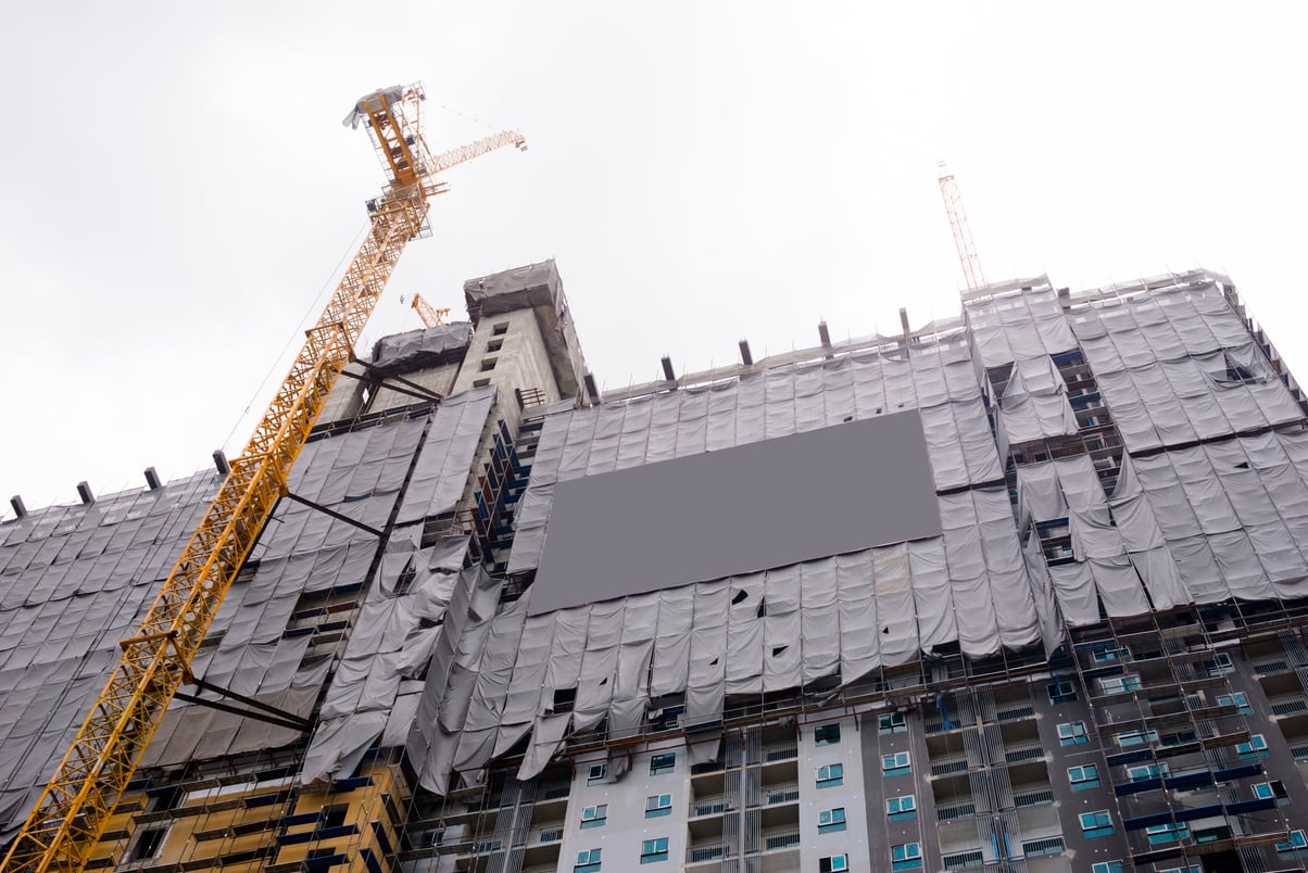 Modern building during construction.